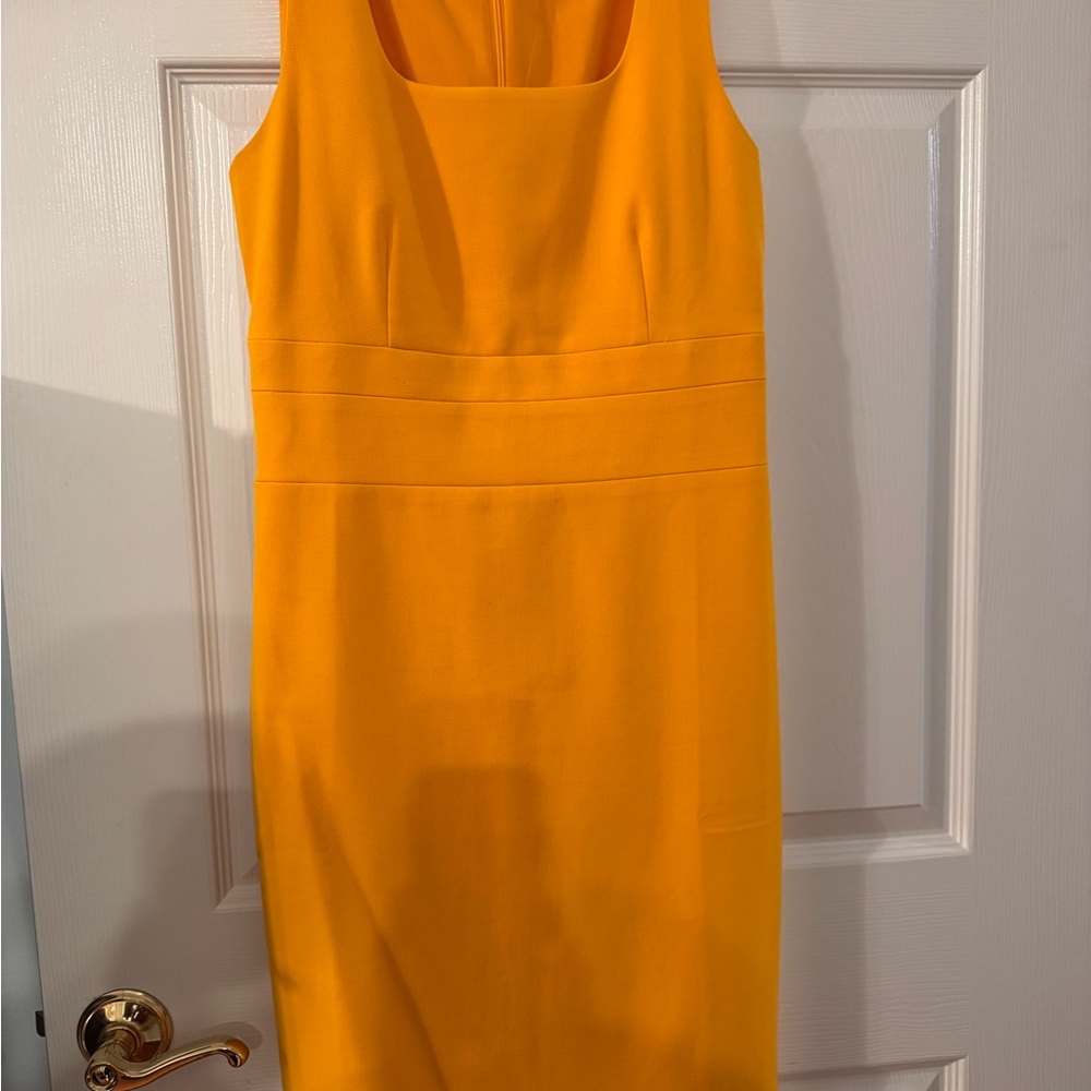 Ann Taylor Bright Yellow Sleeveless Midi Sheath Dress